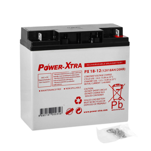 Power-Xtra PX18-12 - 12V 18 Ah Bakımsız Kuru Akü