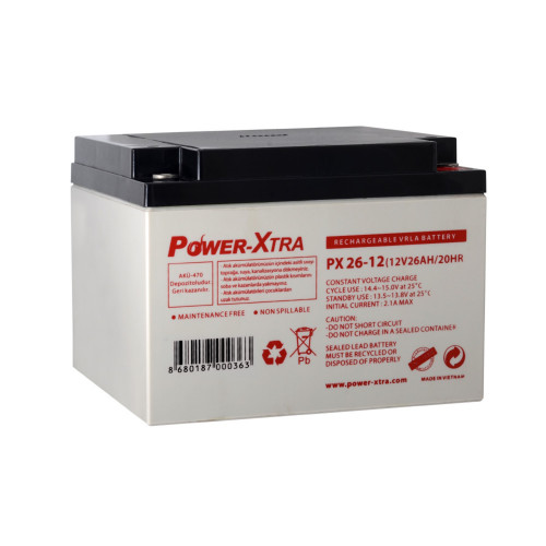 Power-Xtra PX26-12 - 12V 26 Ah Bakımsız Kuru Akü